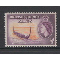 Британские Соломоновы острова /British Solomon Islands 1956** Каноэ Аборигены Елизавета II  Mi#81