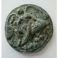 Стилистическое Бронзовое зеркало.  БОГИНЯ ВИКТОРИЯ НА ДЕЛЬФИНЕ.  РЕДКОСТЬ.