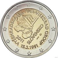 2 евро 2011 Словакия 20 лет формирования Вишеградской группы UNC из ролла