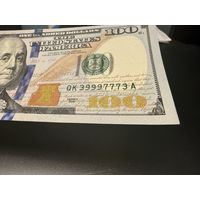100 ДОЛЛАРОВ США КРАСИВЫЙ РЕДКИЙ НОМЕР 39997773 2021 года