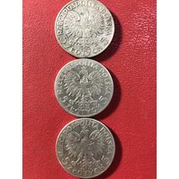 5 злотых 1932.1933.1934г.цена за все.