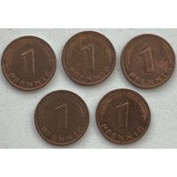 Германия 1 пфенниг 1985 г. F. Цена за 1 шт.