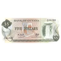 Гайана 5 долларов образца 1966-1992 года UNC p22f(2)
