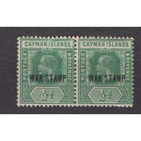 1919 Кайманы острова  George V, Военный сбор, сцепка 2 марки (SG 57), Британские колонии