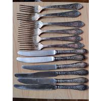 Шесть ножей и шесть вилок. Клейма. Знак качества. Одним лотом.