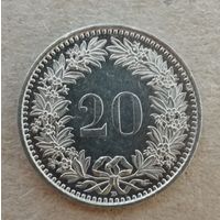 Швейцария 20 раппенов 1994 год, отметка "В", KM# 29a ю
