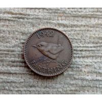 Werty71 Великобритания 1 фартинг 1942 Георг 6 Крапивник Блеск