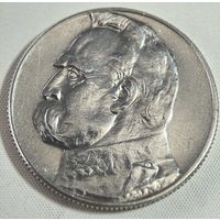 5 злотых 1934 год.  Пилсудский.  Три точки под короной (состояние!!!)