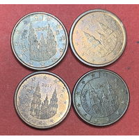 Испания, 1 евроцент 2006,7,12,17 гг.