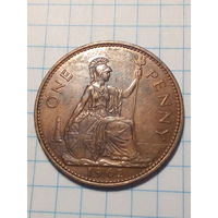 1 пенни Великобритания 1962 год.