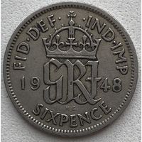 Великобритания 6 пенсов 1948 г.