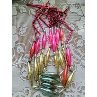 Ёлочные бусы из старинного стекляруса.2 шт.Цена за 1 бусы.