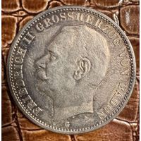 Монета 3 марки 1914 год. Баден. Германская империя.