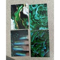 Карманные календарики 2025 4 шт зеленый: краски, блестки, мрамор