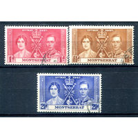 Британские колонии - Монтсеррат - 1937г. - коронация короля Георга VI и королевы Елизаветы - 3 марки - полная серия, гашёные [Mi 90-92]. #2-Bc-54-A-1
