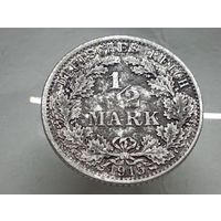1/2 марки 1915 год.А. Серебро.