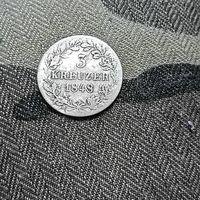 3 крейцера (1848г.) Вильгельм| . Вюртемберг.Серебро.