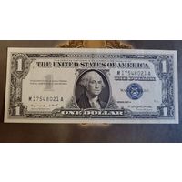 Доллар 1957 год с синей печатью, редкий, в хрустящие состоянии, с рубля