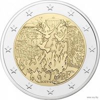 2 евро 2019 Франция  30 лет падения Берлинской стены  UNC из ролла
