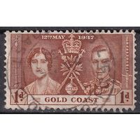 111.BrK. Великобритания. Колонии. Золотой Берег. Коронация Георга VI и Елизаветы. 1937 г. 1d. Mi.#102.