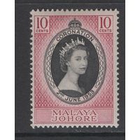 1953 Британская МАЛАЙЯ /MALAYA Johore* Коронация Королева Елизавета II  SG#152