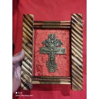 Крест,старый,металлопластика,в рамке на бархате