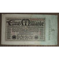 1 миллиард марок. Вермайская республика. Берлин. 1923