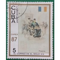 Куба 1987. История почтовой службы Франции. Марка из серии