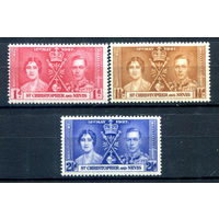 Британские колонии - Сент-Кристофер и Невис - 1937г. - коронация короля Георга VI и королевы Елизаветы - 3 марки - полная серия, MLH [Mi 69-71]. #2-Bc-54-A-1