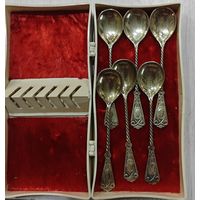 Антикварные, серебряные кофейные ложки. Позолота. Клеймо 875 звезда. Производитель - Тбилиси, Грузинская ССР. 62гр