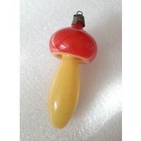 Игрушка ёлочная Гриб Красноголовик, стекло. СССР