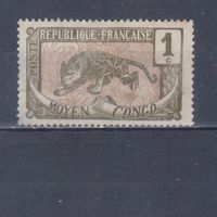 [906] Французские колонии. Среднее Конго 1907. Фауна.Леопард.1 с. БЕЗ КЛЕЯ.