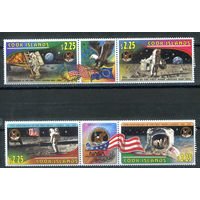 Острова Кука - 1994г. - 25 лет первого пилотируемого полёта на Луну - 4 марки - 2 сцепки - полная серия, MNH [Mi 1404-1407]. #3-WB-Z-1-3