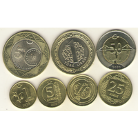 1,5,10,25,50 куруш 2023, 1 лира 2023, 5 лир 2024