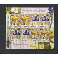 Флора цветы Беларусь 2003 малый лист коллекционных марок Редкие виды цветов