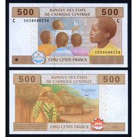 Центральная Африка (Чад) 500 франков 2002 г. (2023 г.) (P-606Ce, UNC) [Новая сигнатура, Литера С]