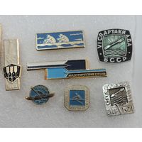 Значки спортивные "Гребля" СССР - 7 шт. Алюминий.