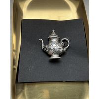 Брошь Оригинальная Чайник серебро Германия винтаж