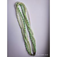 Бусы сатиновое стекло зеленые