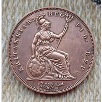 Великобритании 1 пенни 1855 года. Королева Виктория. Британия. Предложи свою цену или обмен!