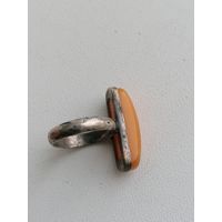 Кольцо СССР, серебро 916 пр с янтарем, торги с Рубля