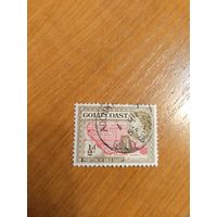 1952 британская колония Золотой Берег карта география королева (1-5)