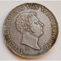 1 Талер 1833 г. Вюртемберг. Вильгельм l. Таможенный союз. Серебро 0.868.
