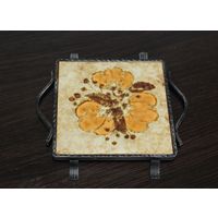 Металлическая подставка под горячее, с керамической вставкой, с изображением "Желтого цветка", клеймо.