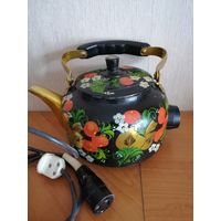Чайник электрический, времен СССР (1990-91 год), роспись под "ХОХЛОМУ"