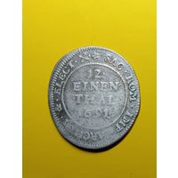 1/12 талера 1691г.,курфюршерство Саксония,Иоанн Георг lV