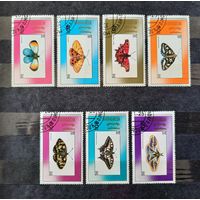 Монголия 1990г. Серия из 7 марок. Бабочки. гаш.