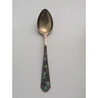 Чайная ложка серебро 875 пробы СССР, эмали, торги с Рубля