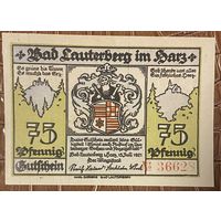 Нотгельд 75 пфеннигов 1921 год. Бад-Лаутерберг,. Веймарская республика