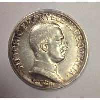 С рубля без мц! 1 лира 1917 Италия золотистая патина серебро начала 20в.